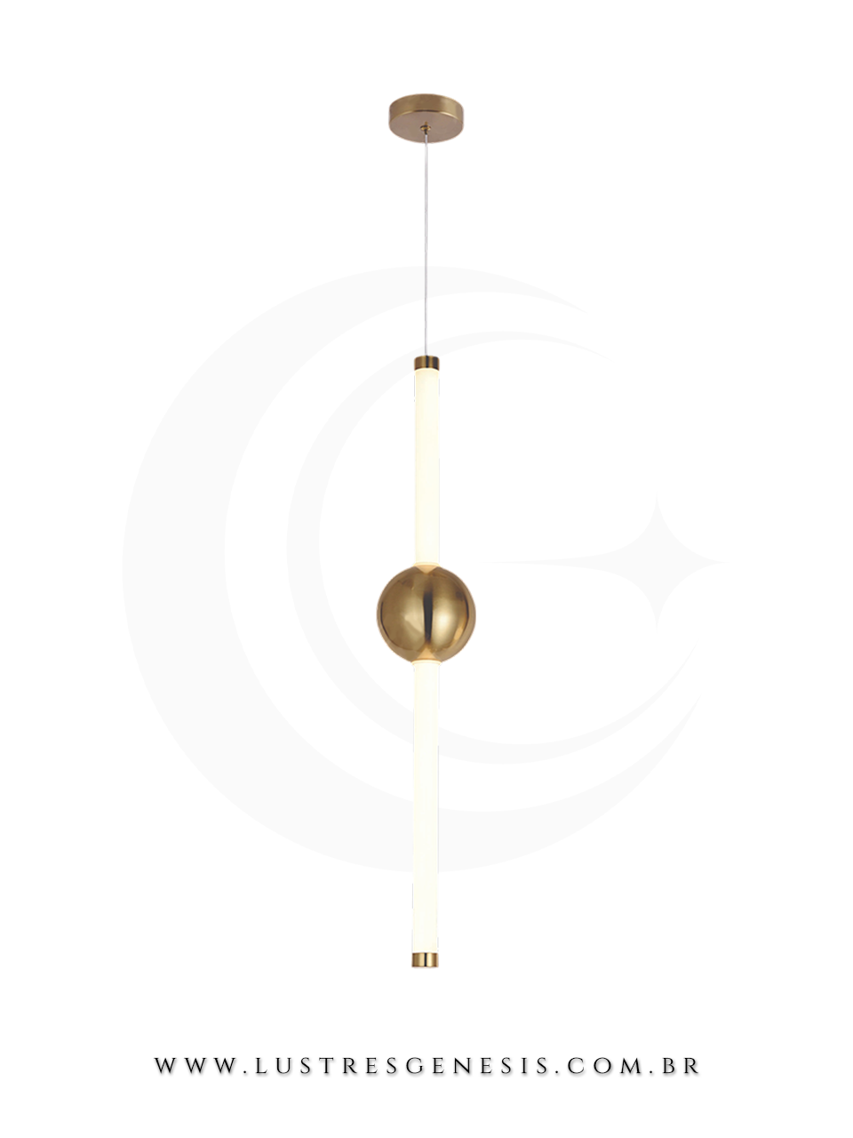 Lustre Pendente Moderno LED Bronze QD05151 Bivolt 18W 3000K 60x7cm, Banheiro, Lavabo, Cabeceira de Cama, Balcao de cozinha